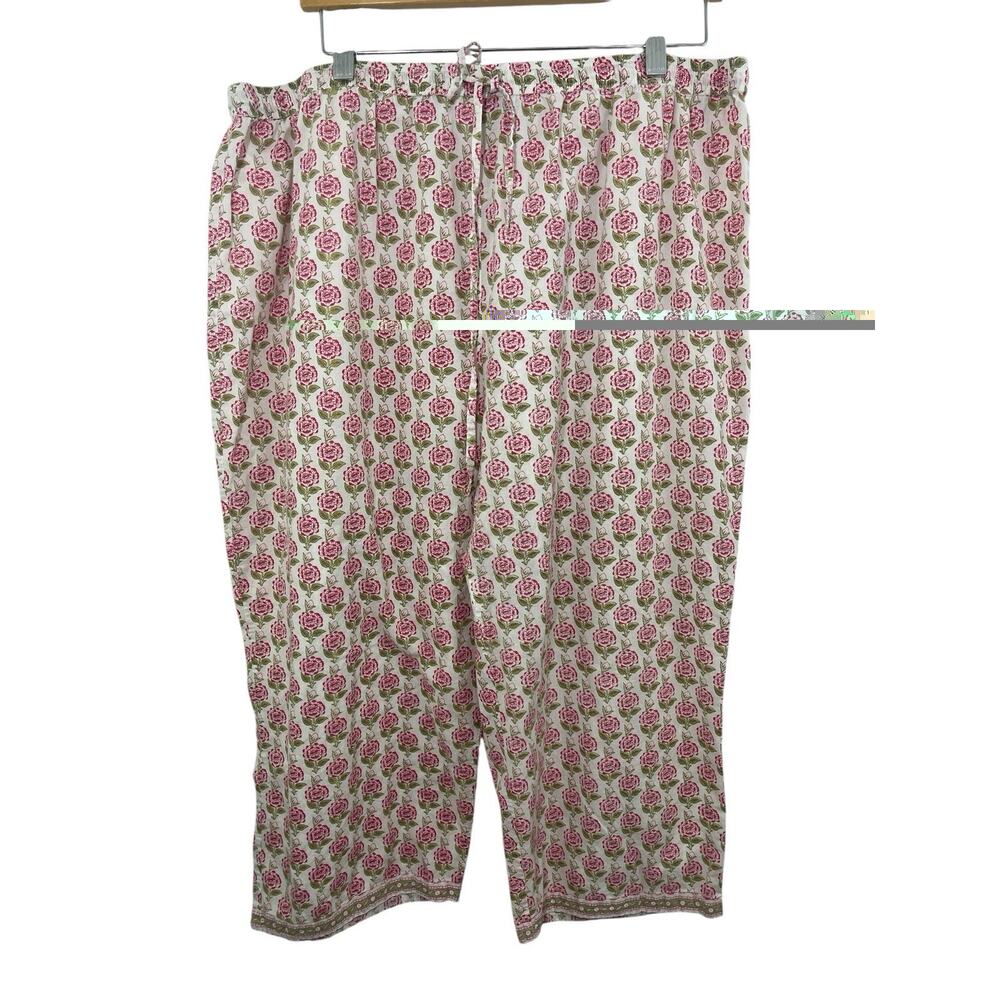 Ella Simone Floral Pajamas Set 1x Moroccan Rose Capri Women’s Cotton Pink Green - Picture 4 of 12